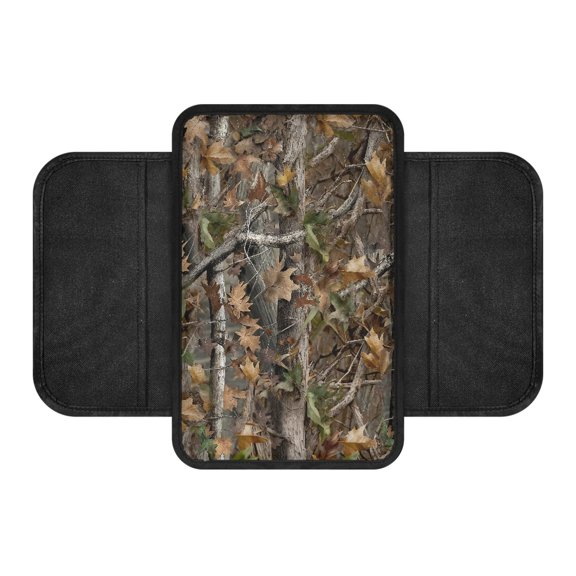 Chririnla Car Center Console Cover for Car Interior, Anti-Scratch Non-Slip Car Armrest Cover for Truck Auto Center Console Pad Cover, Woodland Leaf Camouflage