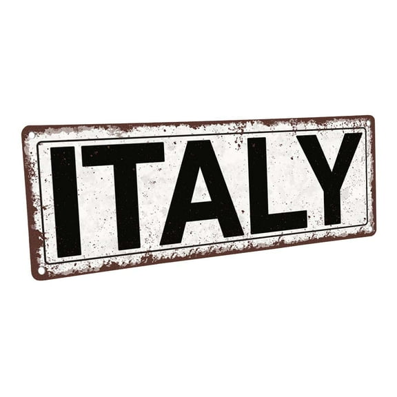 Italy 4"x12" Metal Sign, Wall Décor for Home and Office