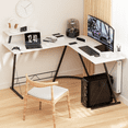 thumbnail image 4 of MoNiBloom L Shaped Corner Gaming Desk, Computer Writing Office Table with Monitor Stand, Workstation for Home Office, White, 4 of 11