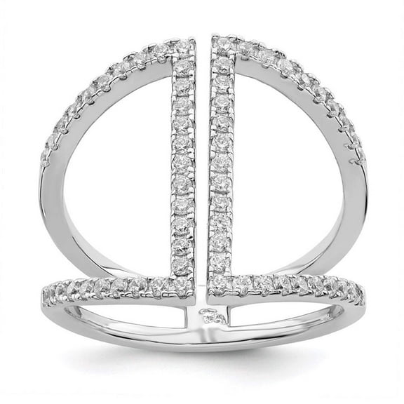 Brilliant Embers  Sterling Silver Rhodium-plated 62 Stone Micro Pav‚ CZ Ring