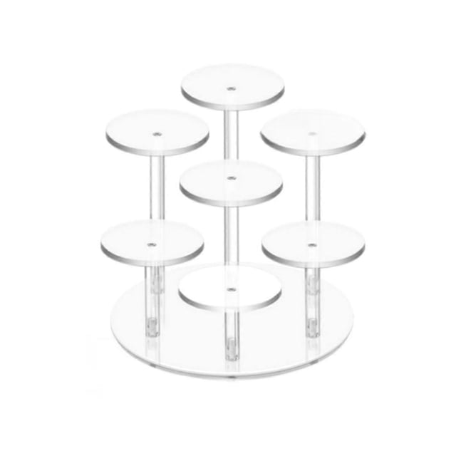 Soporte expositor para adornos navideños de 7 columnas, de acrílico transparente, para cupcakes y joyería.
