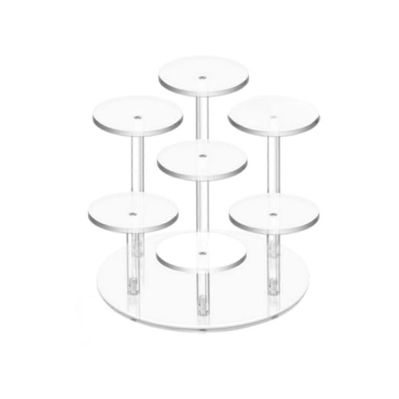 Soporte expositor para adornos navideños de 7 columnas, de acrílico transparente, para cupcakes y joyería.