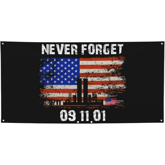 2x4 Ft Never Forget 911 Banner Flag 9/11 Memorial Day Flag Sign September 11th American Patriot Day Decorations Banner For Room Party Decoration With 4 Metal Eyelets