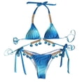 thumbnail image 1 of Trajes de baño de bikini sexy para mujer, traje de baño de bikini de triángulo con parte inferior de cristal, traje de baño halter, 1 of 5