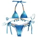 thumbnail image 1 of Trajes de baño de bikini sexy para mujer, traje de baño de bikini de triángulo con parte inferior de cristal, traje de baño halter, 1 of 5