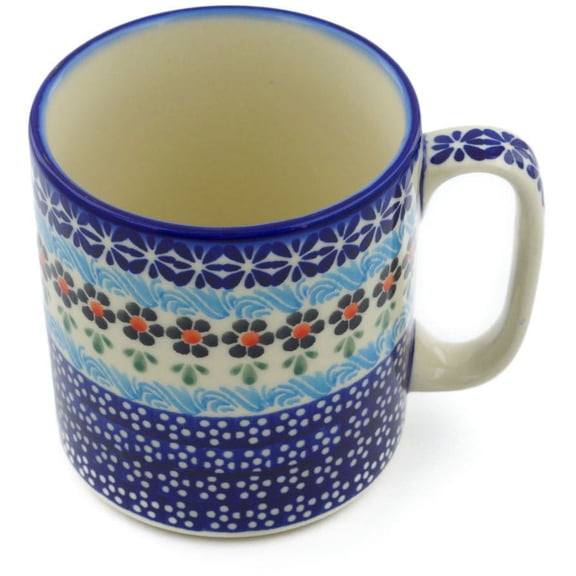 Polish Pottery 11 oz Mug (Spring Country Trip Theme) Hand Painted in Boleslawiec, Poland Certificate of Authenticity