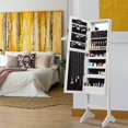 thumbnail image 6 of CZMJY Standing Jewelry Armoire with 18 LED Lights Around the Door, Large Storage Mirrored Jewelry Cabinet with Full Length Mirror, 16 Lipstick Holders, 1 Inside Makeup Mirror, White, 6 of 6