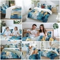 thumbnail image 5 of Abstract Graffiti Art 4 Piece Duvet Cover Set Queen Size Blue Gold Blend Decor Soft Bedding Set Comforter Cover, 1 Duvet Cover 1 Flat Sheets and 2 Pillowcases, 5 of 9