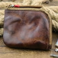thumbnail image 5 of Leather Coin Purse,for Women&Men Vintage Handmade Wallet,Mini Card Holder Bag,Zipper Purses, 5 of 6