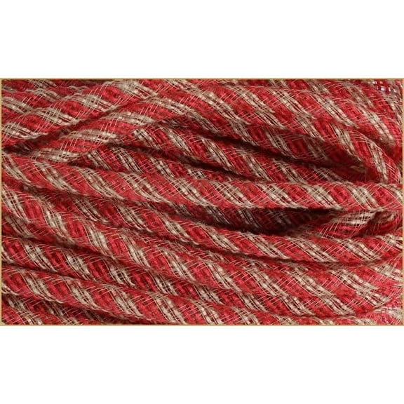 8Mmx30yd Faux Jute Flex Tubing, Red and Beige Natural, RE3666W2