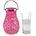 thumbnail image 3 of Northlight Woven Iron Pillar Candle Lantern with Glass Hurricane - 16.25" - Fuchsia Pink, 3 of 7