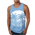 thumbnail image 2 of VBTAPA Men's Hawaiian Beach Tank Tops Sleeveless Palm Tree Graphic Tees Summer Casual Workout Shirts Light Blue XXL, 2 of 5