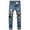 Blue, variant on MELDVDIB Mens Ripped Jeans Pant Baggy Button Elastic Waisted Straight Leg Pants Fashion Casual Solid Color Lounge Trousers with Pockets Black M