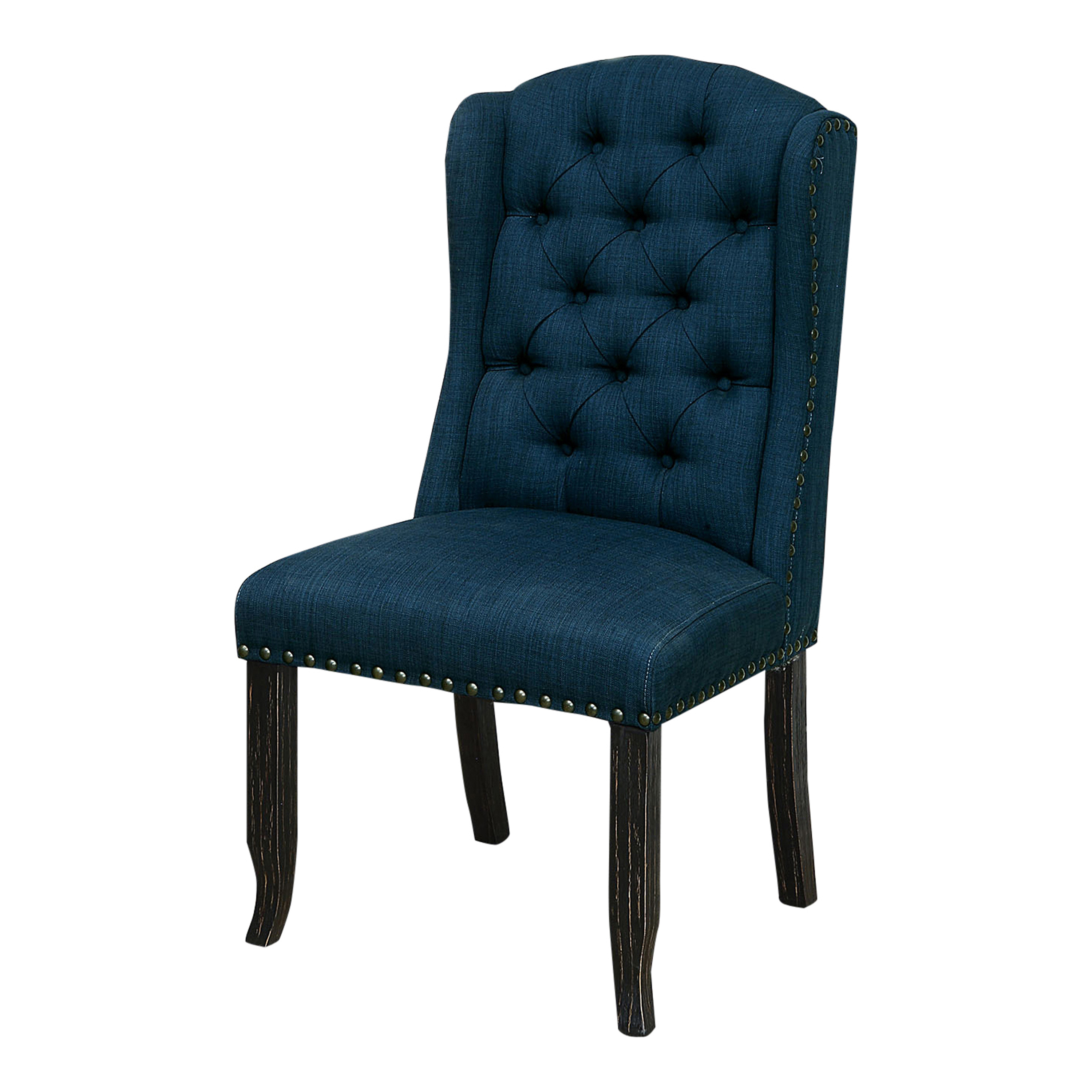 Furniture of America Freiden Tufted Nailhead Fabric Blue Side Chairs (Set of 2)