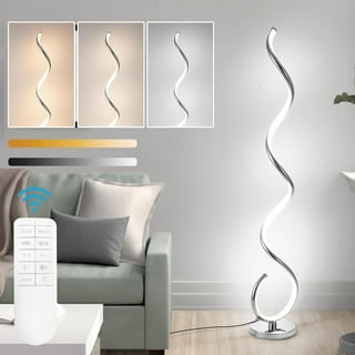 POWROL Modern LED Floor Lamp for Living Room,68 Inch Spiral Floor Lamp with  Remote Control 48W 3 Color Temperature Dimmable Black Corner Floor Lamps  Timer Tall Standing Lamp for Bedroom Office 