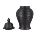 thumbnail image 6 of Ceramic Ribbed Temple Jar for Living Room Decor - Decorative Home Accent for Office Display, Entryway, and Kitchen Counter - Flower Vase for Bedroom, House, and Table Styling - 24", Black, 6 of 11