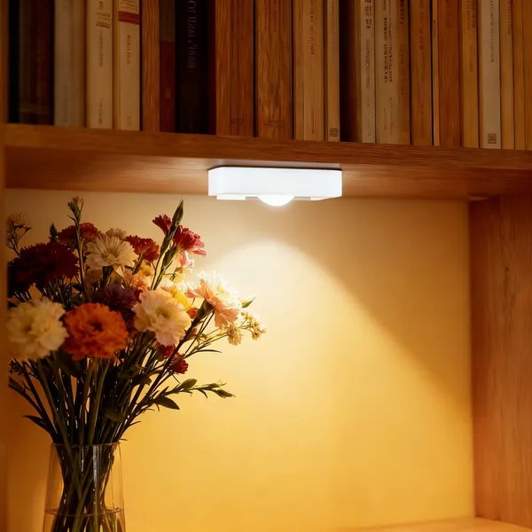 (Weiyi-EC)-4PCS LED Motion-sensing Bulb, Rechargeable Cabinet Light, Stick-on Wireless LED Night Light, Under Drawers, Shelves, And Cabinets, With USB Charging Cable, Equipped With Installation Tools