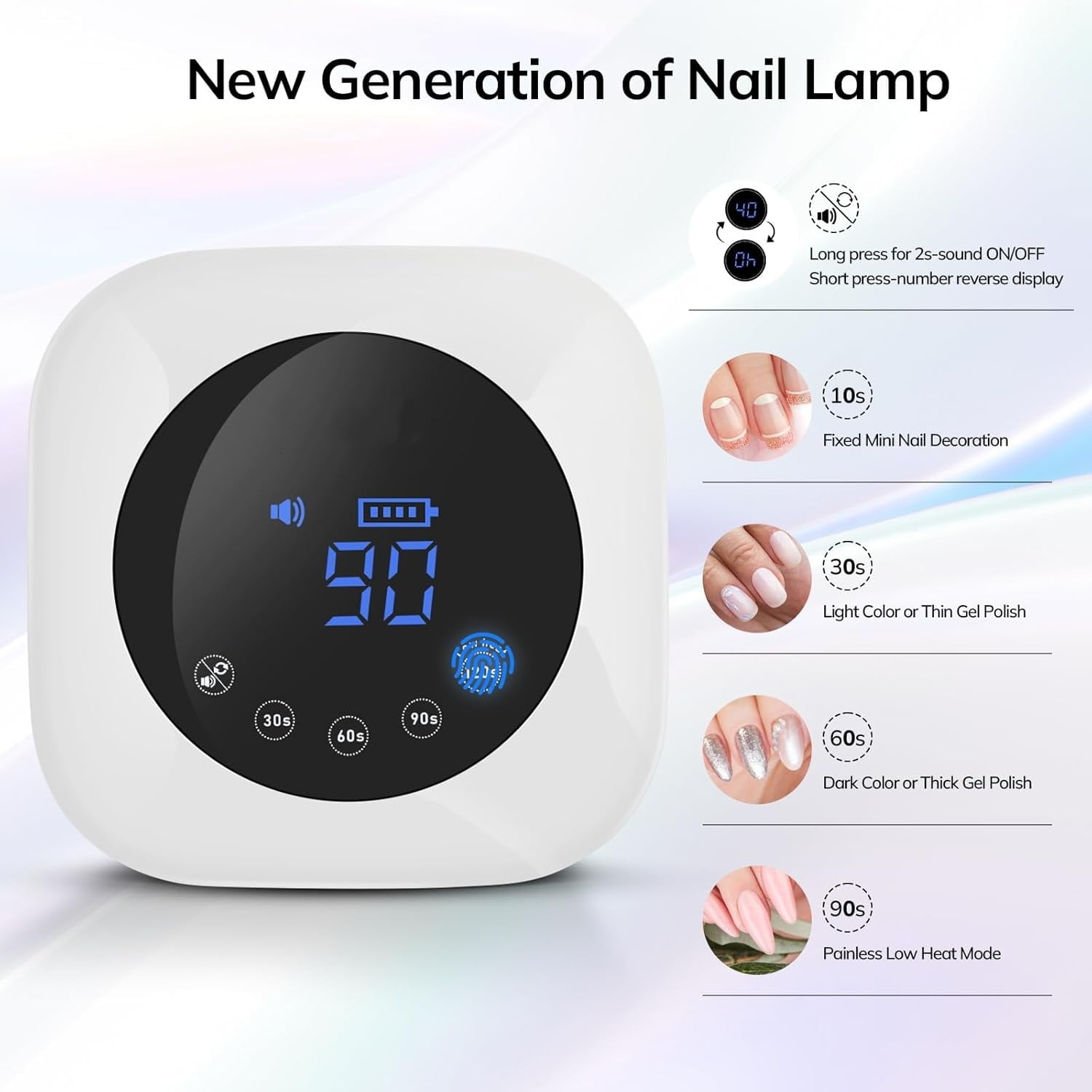 UV LED Nail Lamp, Cordless Nail Lamp 54W Rechargeable Nail Dryer Gel Polish Light with Large LCD Display, Professional Gel Curing Lamp with 4 Timer Setting Auto Sensor for Salon and Home