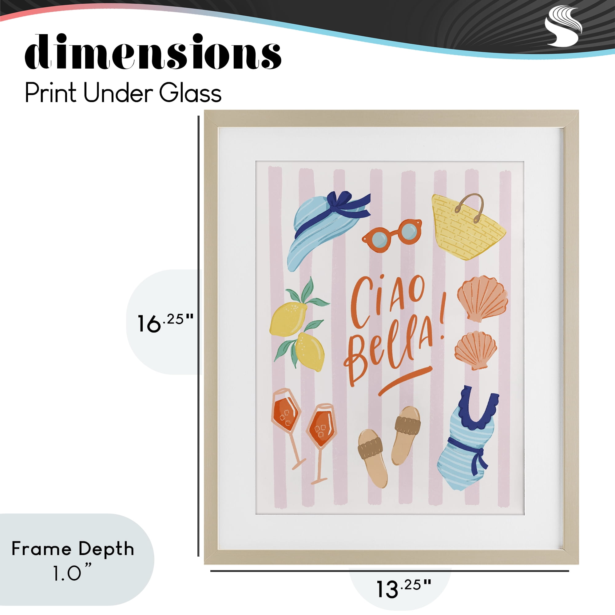 Stupell Industries Summer Ciao Bella Birch Framed Print Under Glass, design by Sandra Picco