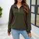 thumbnail image 3 of Gibobby Suéter de Punto Sudaderas con media cremallera para mujer, con cremallera de un , sudaderas con capucha de tamaño, suéteres, trajes de otoño, ropa de invierno (Verdinegro, S), 3 of 5