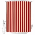 thumbnail image 2 of Red Brown Stripes Waterproof Fabric Shower Curtain,Minimalist Geometric Vertical Striped Waterproof Fabric Shower Curtain for Bathroom Curtains Bathtubs Shower Curtains with 12 Hooks Long 72x78in, 2 of 8