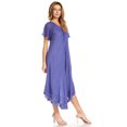 thumbnail image 4 of Sakkas Egan Long Embroidered Caftan Dress / Cover Up With Embroidered Cap Sleeves - A-Navy - One Size Regular, 4 of 5
