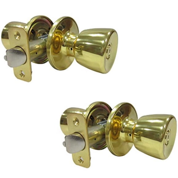 Taiwan Fu Hsing Industriel 221946 Tru-Guard 2 Pack Serrure d'Entrée Tulipe - Laiton Poli