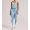 thumbnail image 5 of PISONIC Women Two Pieces Workout Set Tank Top Color Block High Waist Leggings Gym Work Outfits with Pockets, 5 of 7