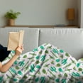thumbnail image 3 of Cactus Soft Flannel Fleece Blanket, Upside down Plants Graphic Design Gardening Greenery Flowers Cartoon Style, Cozy Plush for Indoor and Outdoor Use, 60" x 80", Sea Green Multicolor, by Ambesonne, 3 of 5