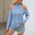 thumbnail image 6 of Hauaitttt Women Casual Semi Turtleneck Off Shoulder Solid Color Knit Pullover Sweater Sports Illustrated Sweatshirt Womens Soft Pullover Mens Big and Tall Sweatshirt Colla Sweaters for Women Women 's, 6 of 8