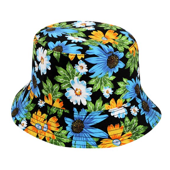 Charmgo Trucker Hat Clearance, Unisex Fashion Double Sided Climbing Bucket Hat Reversible Coconut Tree and Flowers Printed Fisherman Cap Packable Outdoor Sun Hats Bucket Hat Baseball Cap A