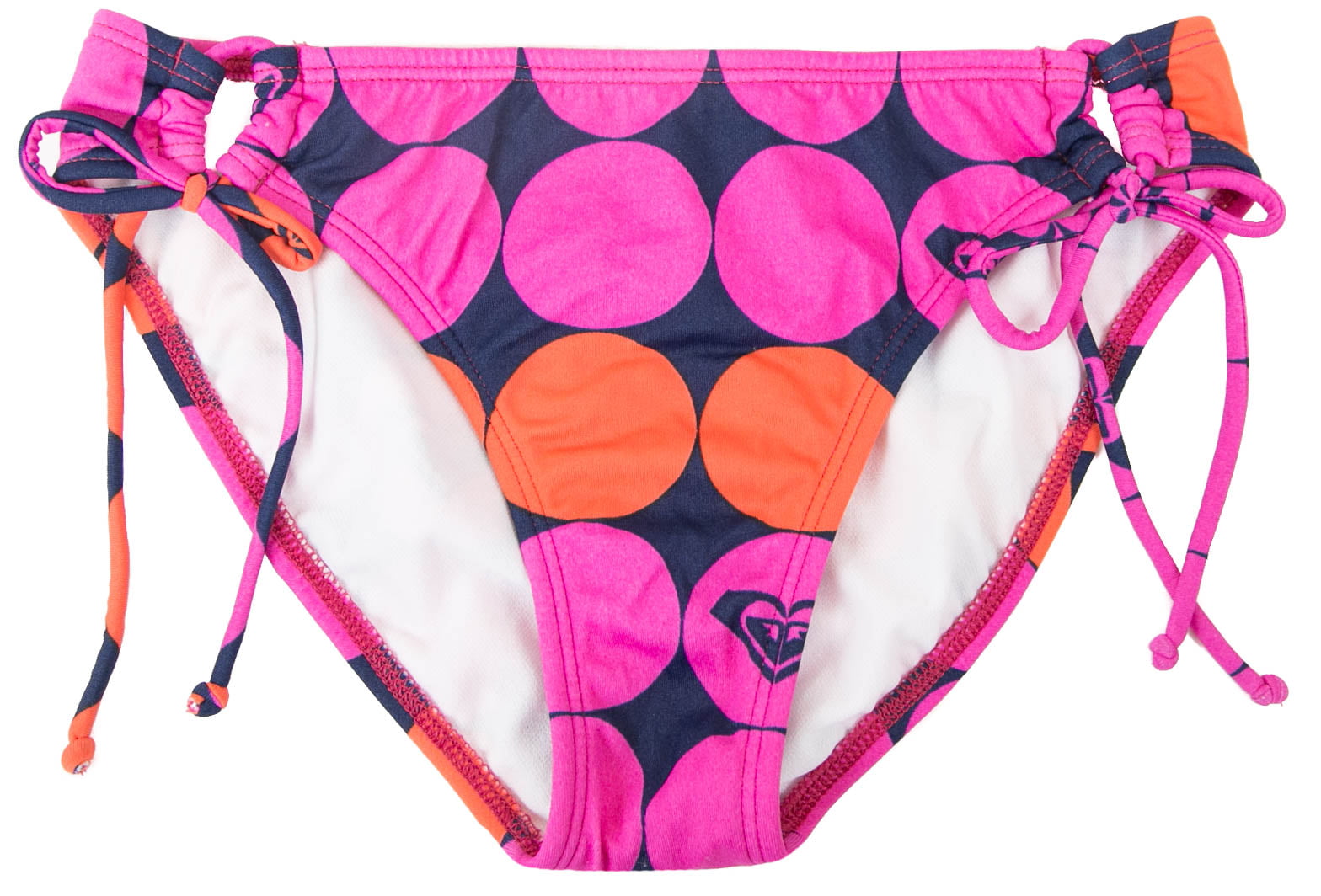 Roxy Roxy Women S Polka Dotted Pink Orange Navy Logo Detail Bikini