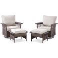 thumbnail image 3 of PARKWELL 4-Piece Outdoor Swivel Gliders with Ottoman Seat Foot Rest,360 Degree Swivel Rocker Chair Rattan Wicker Conversation Bistro Furniture Sets,Beige, 3 of 11