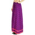 thumbnail image 2 of Amoghah Long Flaired Skirt Cotton Paisley Print Boho Style Elastic Waist Bottoms, 2 of 5