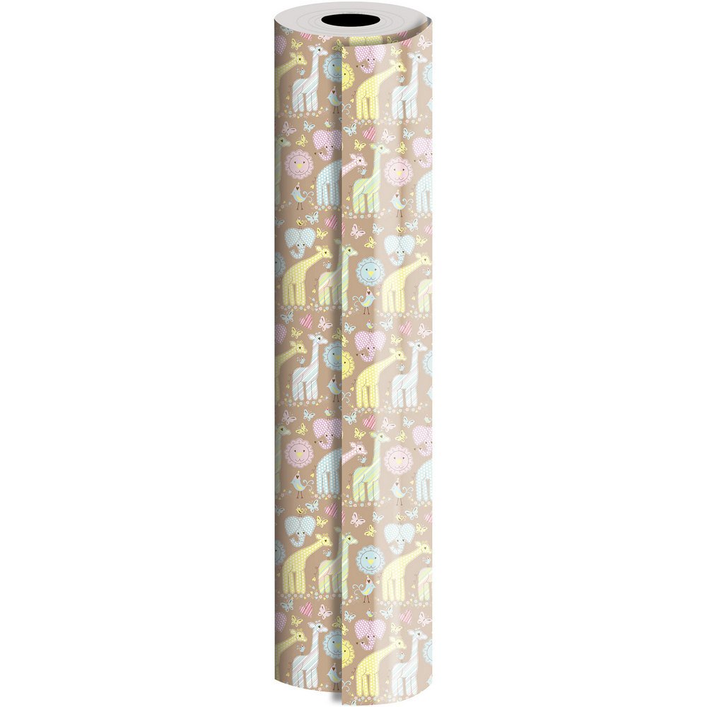 JAM Paper® Industrial Size Bulk Wrapping Paper Rolls, Animal Quilt Design, 1/4 Ream (416 Sq Ft