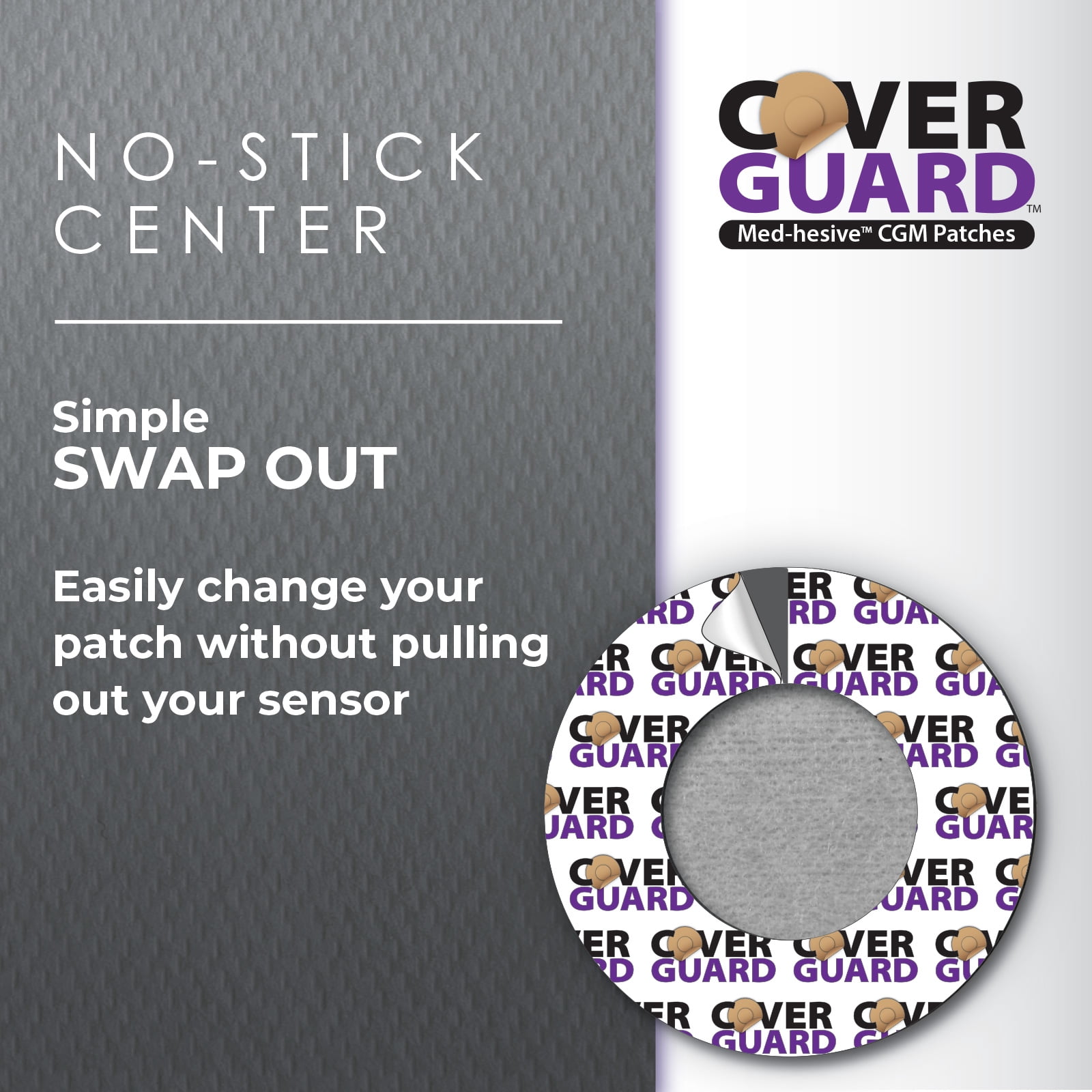 CoverGuard CGM Overpatch | Freestyle Libre 3 | Purple Full Coverage Design| 25-Count | Waterproof Adhesive | Anti-Fray | Easy Application & Removal | Sensor Protection
