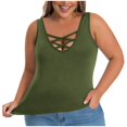 thumbnail image 5 of Women Built-in Bra Tank Tops Under Tank Tops for Women Women's Sleeveless Tops Sleeveless Shirts Fitted Tank Tops for Women Workout Crop Tops Adjustable Spaghetti Strap Tank Tops Green 4XL, 5 of 7