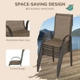 thumbnail image 5 of Outsunny 8 Piece Patio Furniture Set with Umbrella, Outdoor Dining Table and Chairs, 6 Chairs, Push Button Tilt and Crank Parasol, Glass Top, Brown, 5 of 9