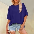 thumbnail image 2 of Womens Tops, Casual Short Sleeve Round Neck Top Comfort Colors Basic Tees Blouses Loose Fit Pullover Plus Size Tops For Women Pink Shirt Black Tank Top Woman Tank Tops Work (XXL, Royal Blue) ZMTing, 2 of 4