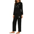 thumbnail image 4 of Unique Bargains Women's Pajamas Nightwear Cat Print Tops and Pants Lounge Sleepwear Sets, 4 of 5