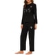 thumbnail image 4 of Conjuntos de lounge para mujeres INSPIRE CHIC, camisetas de manga larga con estampado de gatos y pantalones, pijamas con bolsillos, color negro, 4 of 6