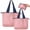 Pink, variant on Foldable Reusable Grocery Bag with Pocket, Durable, Washable Tote for Easy Carry, One Big & One Small