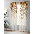 thumbnail image 4 of Fall Sheer Curtains 84 inches Long, Eucalyptus Leaf Autumn Leaves Sunflower Linen Light Filtering Sheer Window Curtains Rod Pocket Voile Drapes for Bedroom Living Room, 52"W x 84"L 2 Panels, 4 of 7