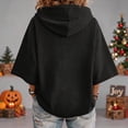 thumbnail image 4 of Thanksgiving Shirts for Women Happy Hallothanksmas Halloween Christmas 3/4 Sleeve Hooded Sweatshirt Graphic Tee Tops, 4 of 4