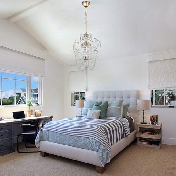 Modern Crystal E26 Bulb Base Luxury Chandelier 40W Height Adjustable Pendant Light Crystal Chandelier