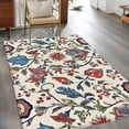 thumbnail image 3 of Boho Floral Area Rug 3x5 FT, Non Slip Entryway Bedside Carpet, Blue Red Flower Vintage Petals Branch Leaf Washable Soft Floor Carpet Indoor Mat Non-Shedding Throw Rugs for Dorm Kitchen Home Office, 3 of 8