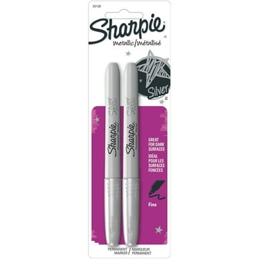 Sharpie Metallic Permanent Markers, Fine Point, Silver, 2 Count