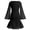 Black, variant on IBTOM CASTLE Teen Girls Dress Graduation Dress for Girls Long Bell Sleeve Mermaid Hem Prom Bodycon Dress With Shorts Bowknot Slim Fit Dresses Homecoming Birthday Outfit 9-10 Years Black