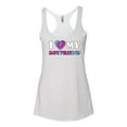 thumbnail image 2 of Wild Bobby, I Love My Boyfriend Tie Dye Pop Culture Tri-Blend Racerback Tank Top, Heather White, Large, 2 of 3