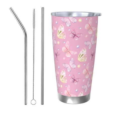 

Logiee Butterfly 1 Print 20OZ Car Cup with Lid Stainless Steel Vacuum Insulated Double Wall Travel Tumbler Durable Insulated Coffee Mug Thermal Cup with Straw-Straw Three-piece Set